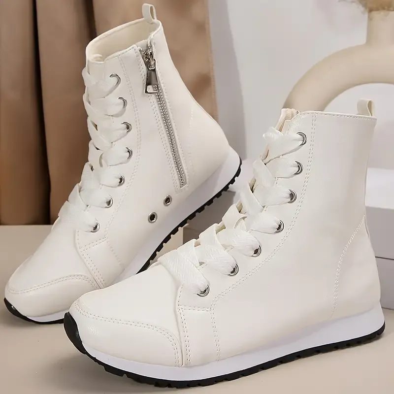 Chic Women's High-Top Sneakers with Side Zipper