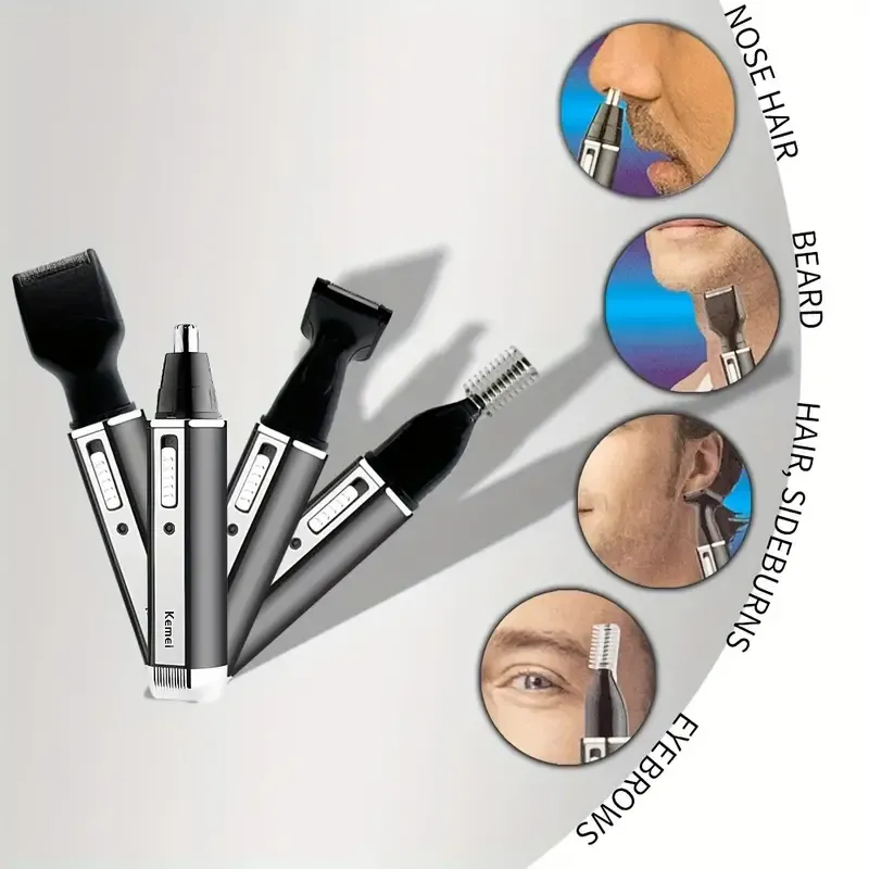 4-in-1 Professional Rechargeable Nose And Ear Hair Trimmer Men's Personal Care Tool