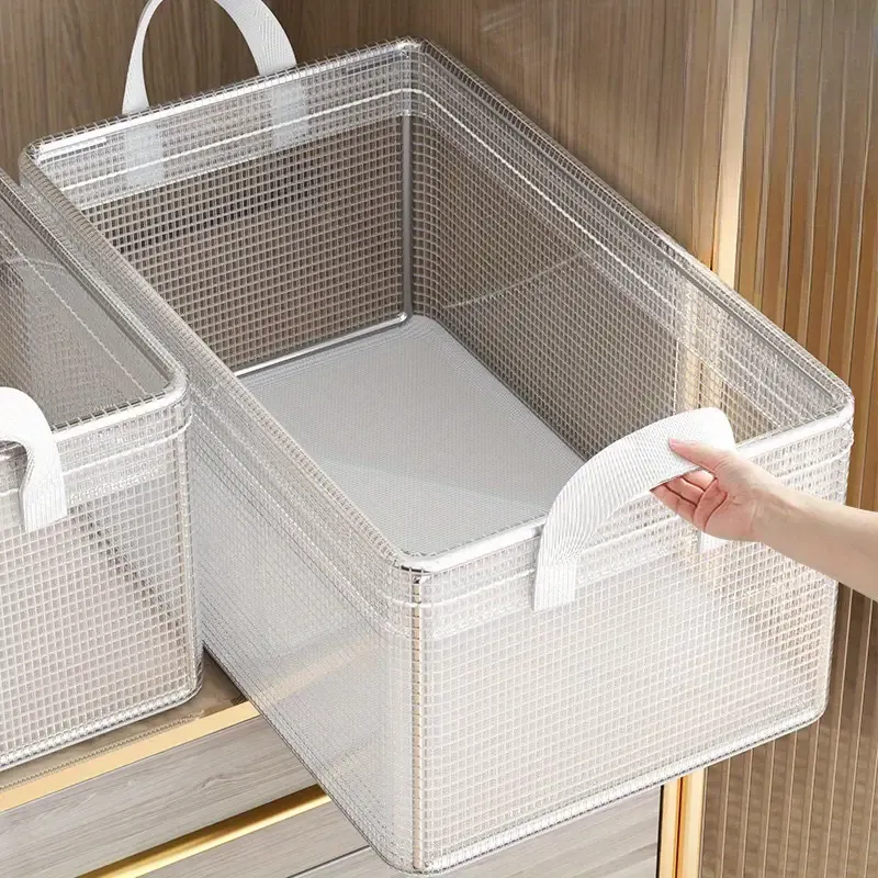 🔥🔥Hot Sale Promotion -Plastic Storage Bins with Steel Frame and Reinforced Handles, Clear Stackable Organizer Boxes with Lids for Clothing, Books, Home and Dorm Essentials