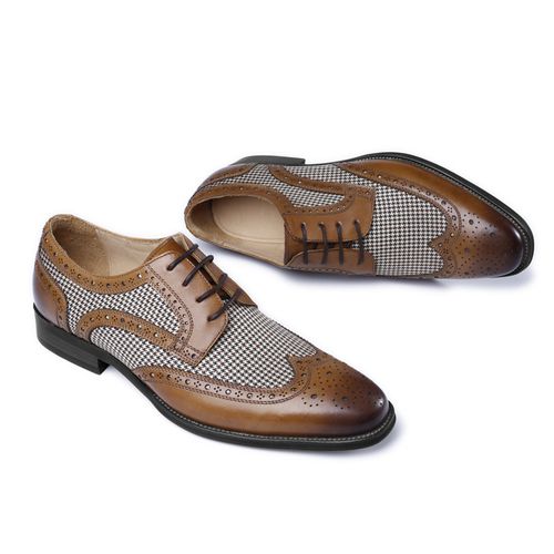 Brock Fashion checkered casual leather shoes