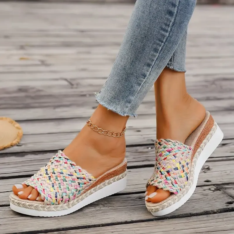 Mid Heel Platform Wedge Sandals