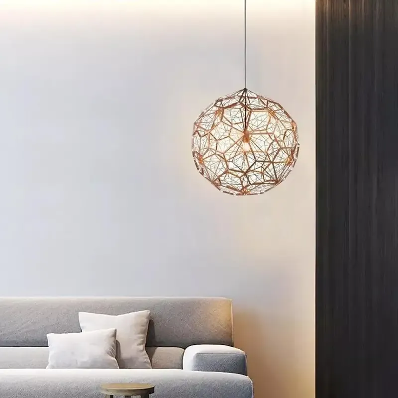Contemporary Metal Pendant Light, 25cm, Modern Indoor Ceiling Fixture, Golden Bronze Chandelier Lighting for Home Decor