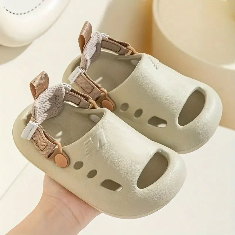 Casual Comfortable Solid Color Open Toe Home Shoes For Boys, Breathable Lightweight Sandals For Indoor Bathroom, All Seasons