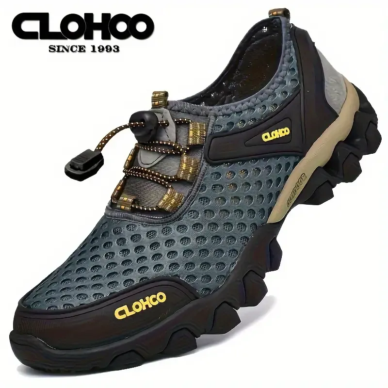 Men's Lightweight Mesh Sports Shoes, Casual Non-slip Rubber Sole Sneakers For Outdoor Hiking Camping Running Athletic Sports