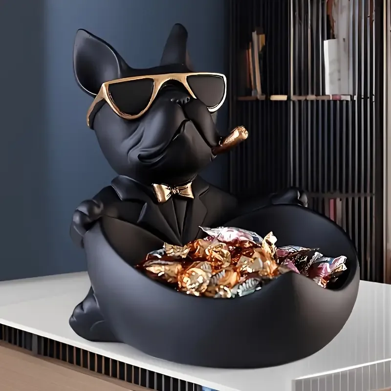 French Bulldog Resin Key Tray, Perfect for Christmas, Thanksgiving, and New Year Gifts - Animal Themed Desk Accessory, Home Decor, Party Favor, No Power Required