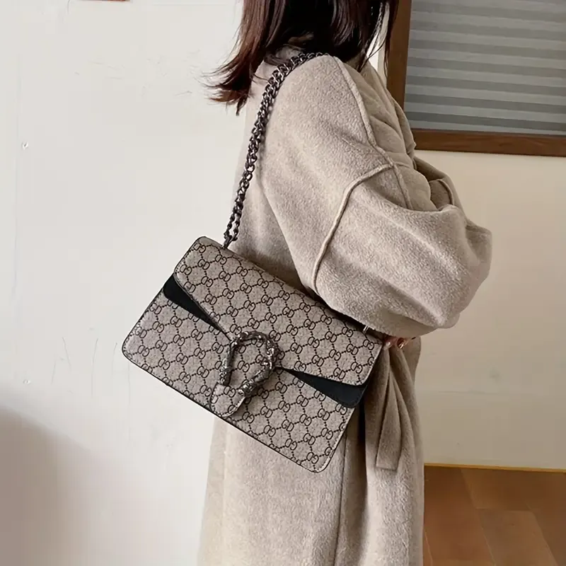 Classic PU Leather Shoulder Bag, Retro Versatile Chain Crossbody Bag, Luxury Flap Purse For Women