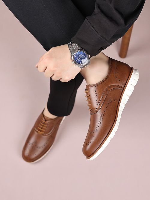 Men's hollow sports leather shoes