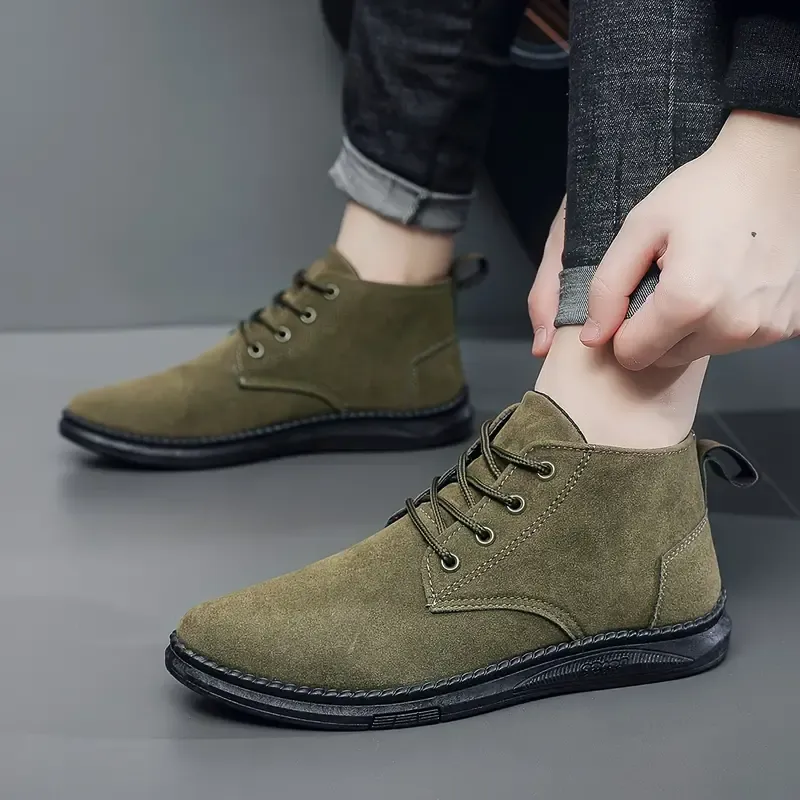 Men'S Casual Fashion Sneakers - Low Top Lace-Up Boots, Solid Color, All-Season, with PU Upper, Fabric Inner, Rubber Sole, for Daily & Casual Wear