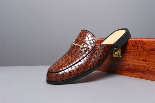 Wear breathable real leather shoes over half-top sandals