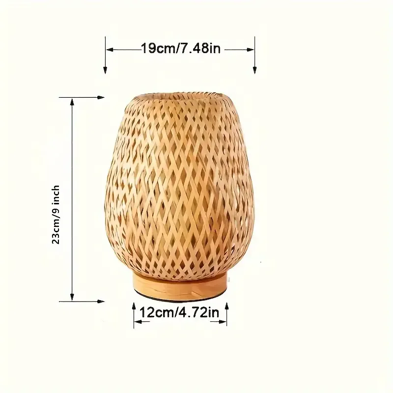 1pc Retro Japanese Style Desk Lamp, Bamboo Woven Desk Lamp, Creative Handmade Rattan, Bedroom, Dining Room, Bedside Desk Lamp, USDLED Desk Lamp, Wooden House Decoration Desk Lamp