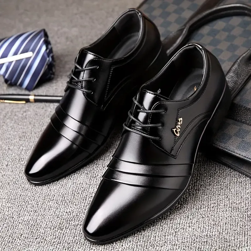 Plus Size Men's Vintage Classic Derby Shoes, Comfy Non Slip Lace Up Rubber Sole Formal Shoes For Men's Outdoor Activities