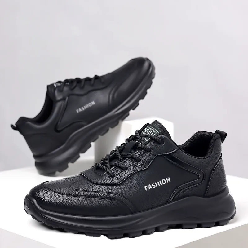 Men's soft sole versatile sports leather shoes breathable casual non-slip running shoes
