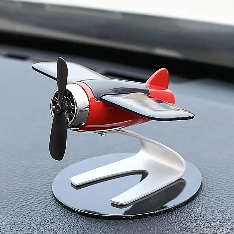 Solar-Powered Plastic Aircraft Dashboard Ornament - Car Interior Decoration for Men and Women, Creative Desktop Accessory for Car Enthusiasts, Ideal Easter Gift