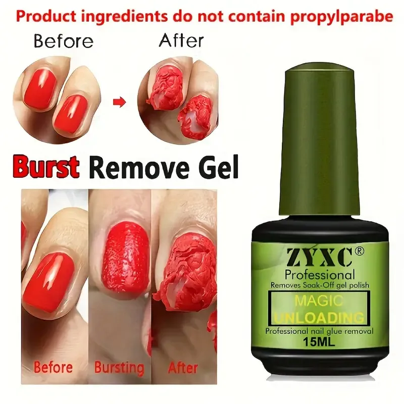 5pcs 15ml Magic Soak-Off Quick Nail Glue Remover, Nail Polish Remover For Gel Nails Polish