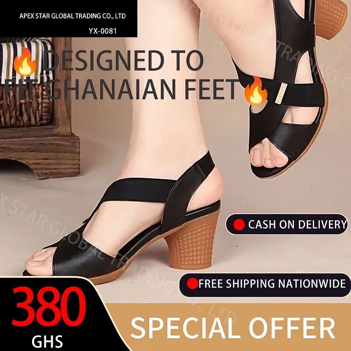 Women's Chunky Heeled Sandals, Peep Toe Elastic Strap Slip On Heels, All-Match Going Out Sandals