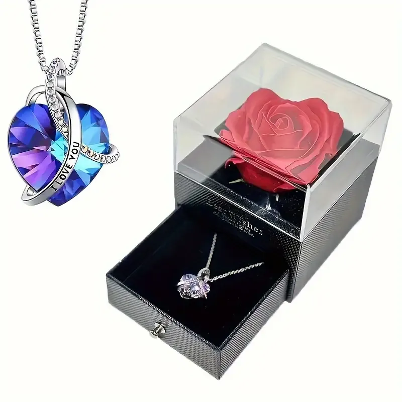 Eternal Love: Red Rose Heart Necklace