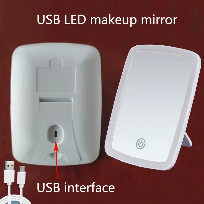 🔥🔥Hot Sale Promotion - Free shipping on all orders Limited-time offer LED Makeup Mirror with Touch Sensor, 3 Color Lighting Modes - White, Natural & Warm Light, Adjustable Brightness, Portable Folding Tabletop Cosmetic Mirror with USB Charging, Lithium Rechargeable Battery, Polished Flower Theme Frame, Plastic Surface - Compact & Travel-Friendly