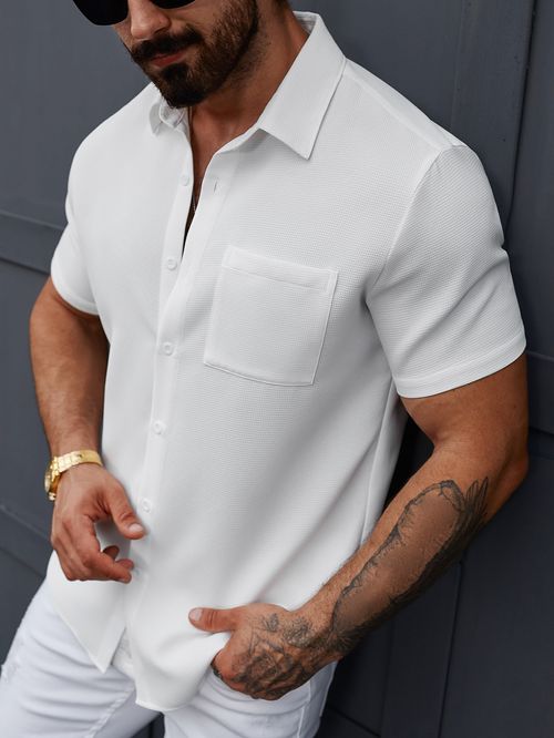 Men's casual lapel short-sleeved shirt