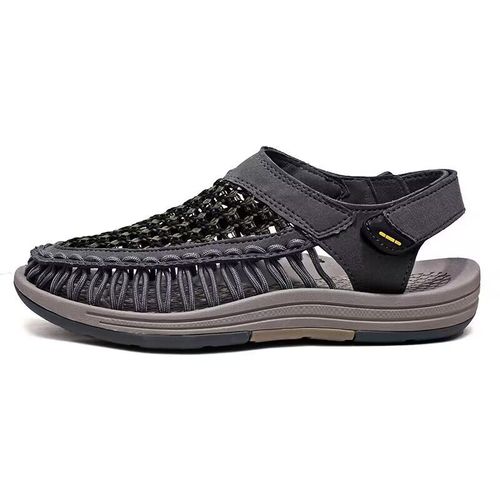Men's Slip On Casual Woven Sandals, Fashionable Breathable Non-Slip Beach Shoes
