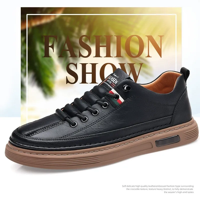 Men's new style trendy all-match men's casual shoes men's sneakers really super soft leather breathable leather shoes men
