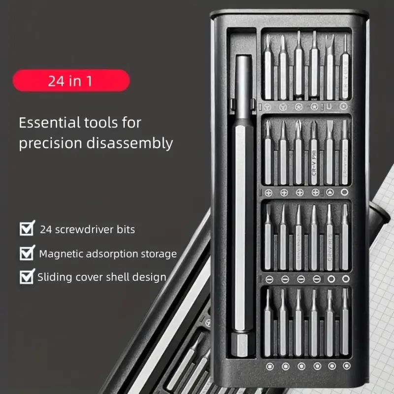 24-in-one Multi-functional Precision Screwdriver Set Mobile Phone Tablet Disassembly Repair Tool Bit Removal Complete Set