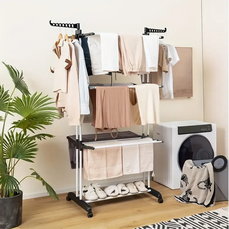 3 Tier Foldable Clothes Drying Rack Airer Folding Hanger Multi-Functional Stand