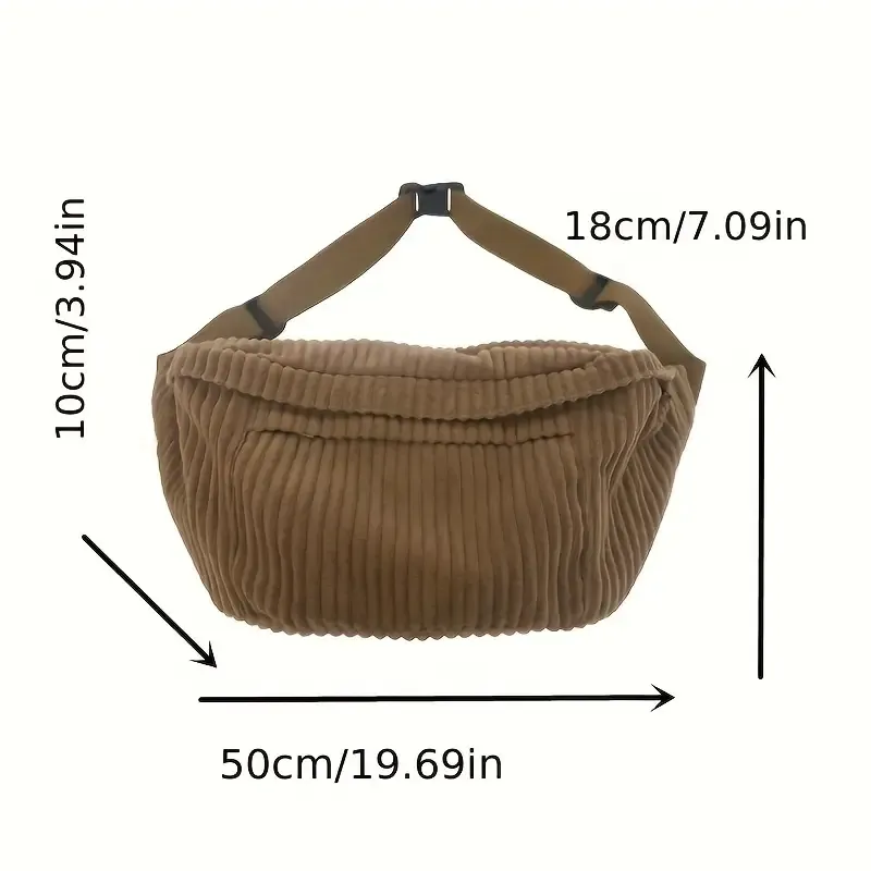 Chic Corduroy Crossbody Bag for Women - Spacious & Versatile, Perfect for Travel, Daily Use & Office - Durable Zip Closure, Polyester Lined