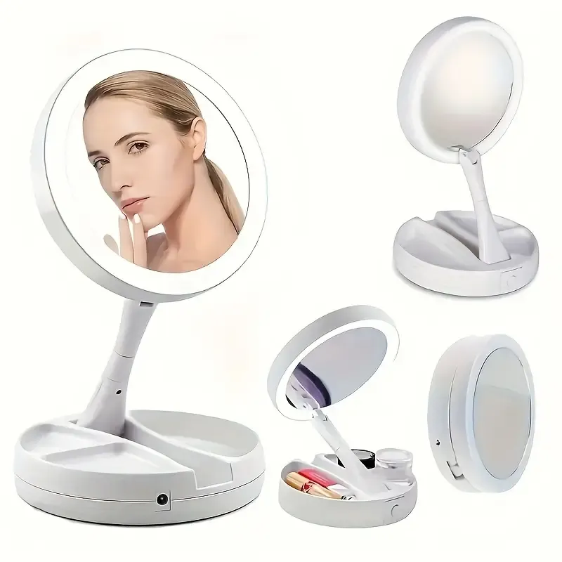 Foldable Vanity Mirror with Storage