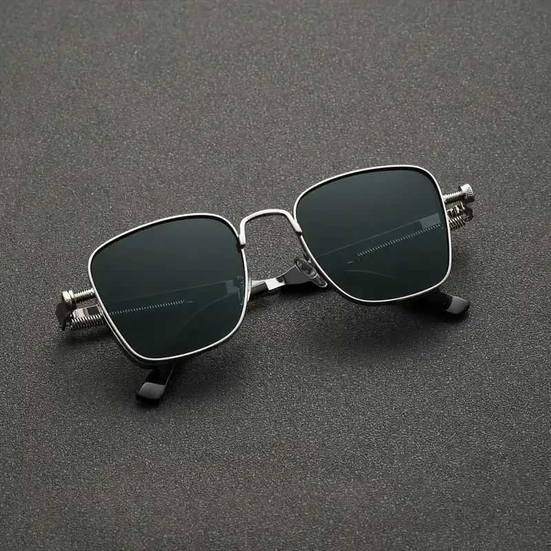 Retro Steampunk Silvery Square Fashion Glasses - Stainless Steel Frame, Perfect For Outdoor Activities, Parties, Vacations & Driving