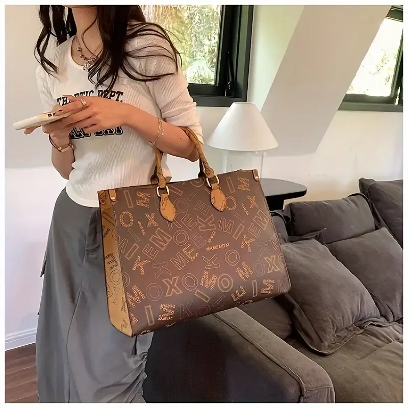 Women's Fashion Tote Bag 2024 | PU Leather Large Capacity Shoulder Handbag with Zipper Closure | Polyester Lined Work Commuter Tote Without Edge Paint | Includes No Accessories