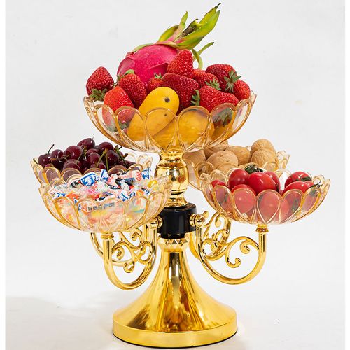 Elegant European-Style Multi-Layer Rotating Fruit Bowl - Perfect for Desserts & Snacks, Ideal for Home Decor & New Year Gifts