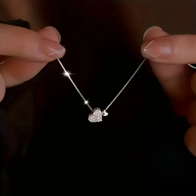 925 Sterling Silver Plated Heart Inlaid