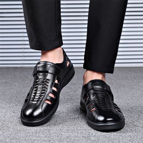 Soft leather breathable shoes with magic tape