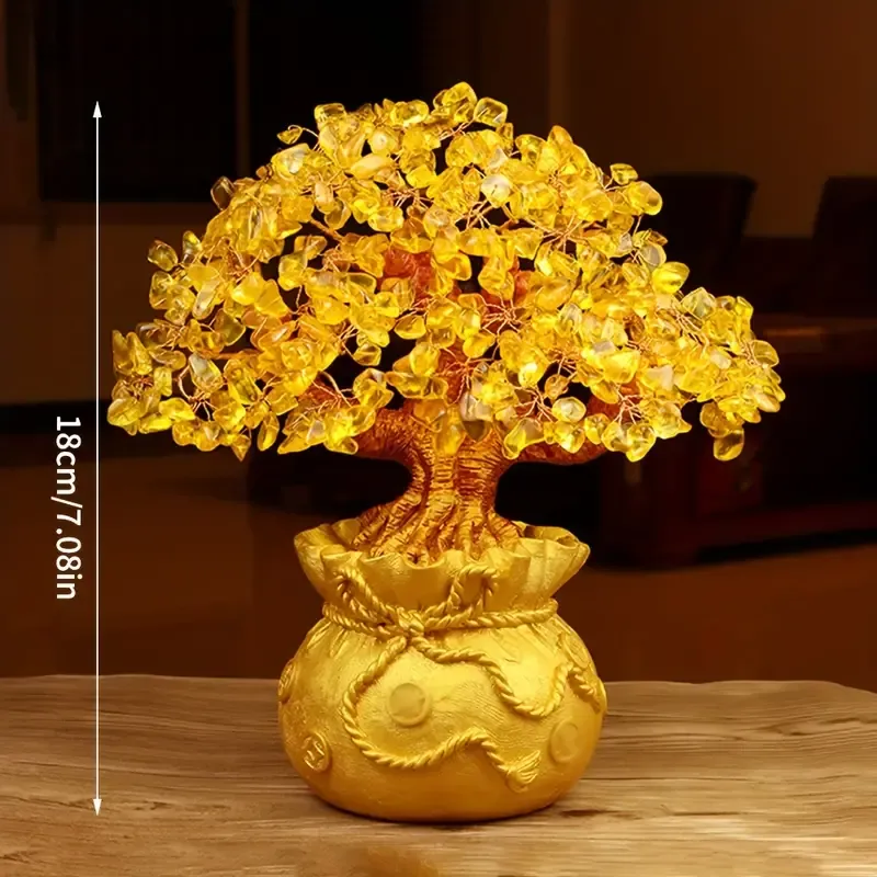 1pc, Wholesale Natural Crystal Lucky Tree, Money Bag Tree, Rich Tree, Money Shaking Tree, Business Craft Gift Decoration, Home Decor, Scene Decor, Theme Party Decor