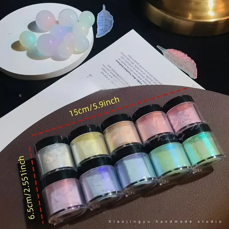 10 Color Multicolor Holographic Neon Shimmer Glitter Ice Muscle Aurora Nail Pigment Powder Fine Chrome Rubbing Dust Mirror Polish Decoration For Music Festival