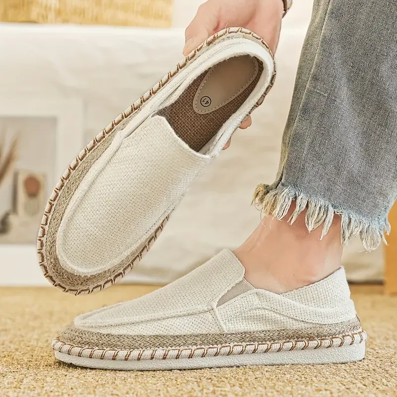 Men's Solid Color Traditional Slip On Breathable Walking Shoes, Comfy Non Slip Casual Durable Shoes For Men's Outdoor Activities