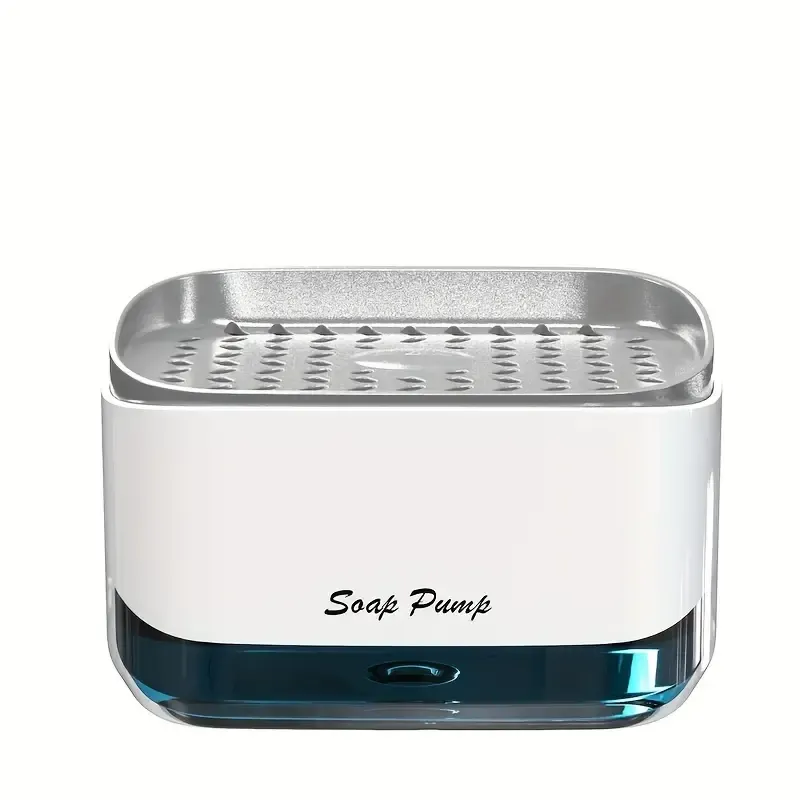 1pc, Press Type Soap Dispenser Box, Multi-functional Sponge Draining Box For Kitchen Cleaning Sponge Scrubbing Detergent Dispenser, Dish Soap Dispenser, Countertop Soap Pump Dispenser, Easy Refill Non-Slip Base, Cleaning Supplies, Kitchen Supplies