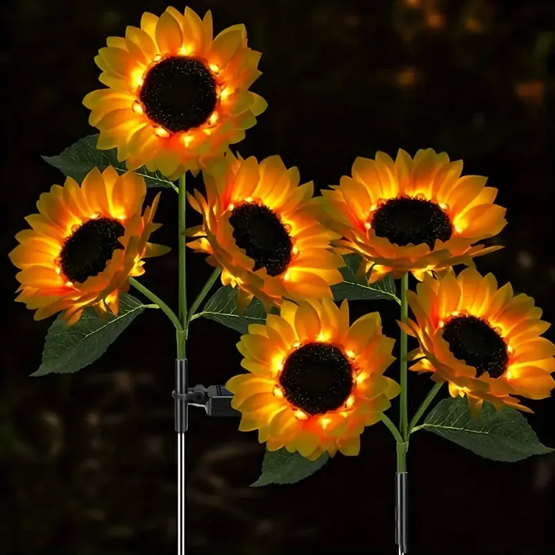 Solar-Powered LED Sunflower Garden Stake Light - Outdoor Landscape Decor, 600mAh Battery, Perfect for Summer & Fall