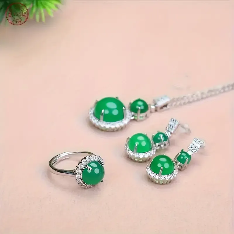 Natural Jade Jewelry Set Of Three