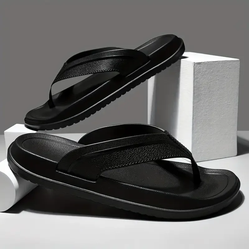 Men's Trendy Lightweight Flip Flops, Comfy Non Slip Casual Durable EVA Anti Odor Thong Sandals, Men's Footwear