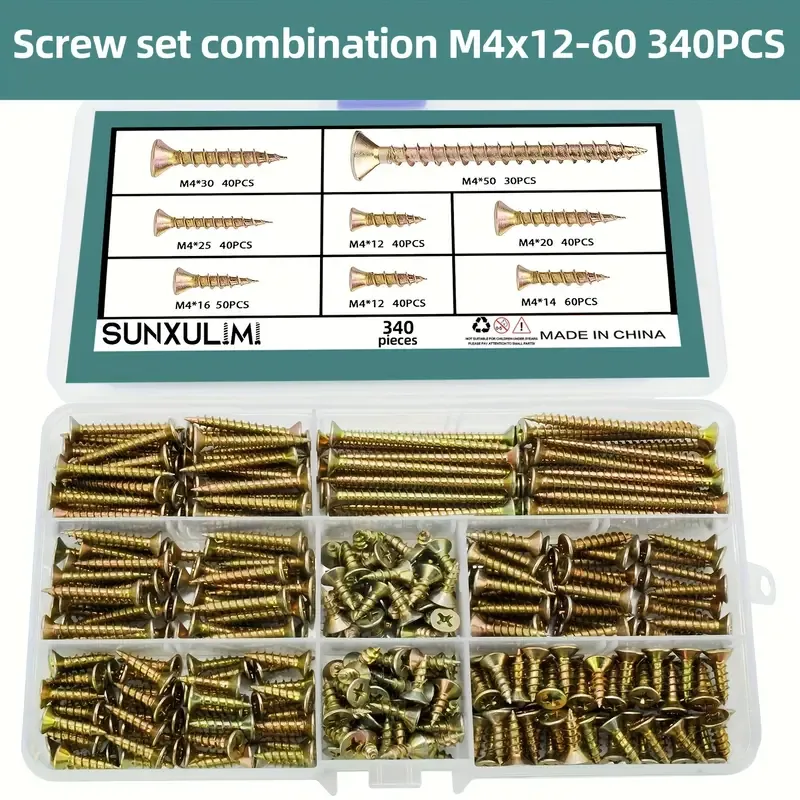 M4 Flat Head Wood Screw Assortment Kit