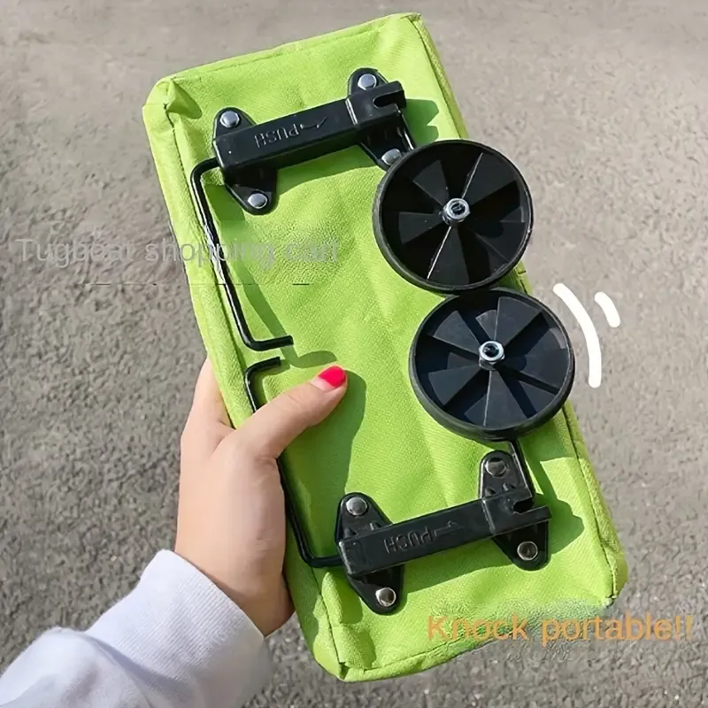 1pc Foldable Shopping Trolley with Wheels - Collapsible Trolley Cart for Groceries, Express and Home Use - Plastic Durable Portable Tug Bag with Stair Climbing Wheels