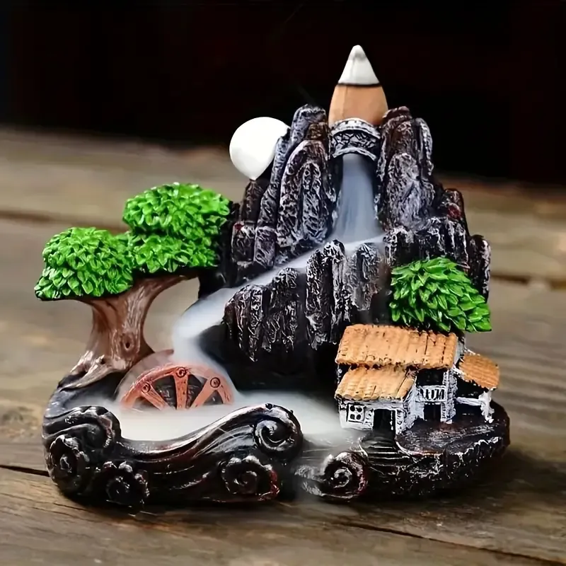 Handmade resin and ceramic waterfall incense burner