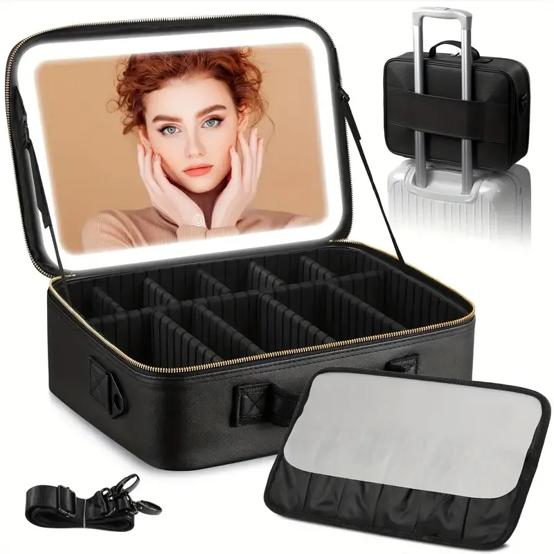 makeup bag with LED mirror