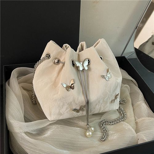 Niche design pleated pull out butterfly shoulder crossbody bag