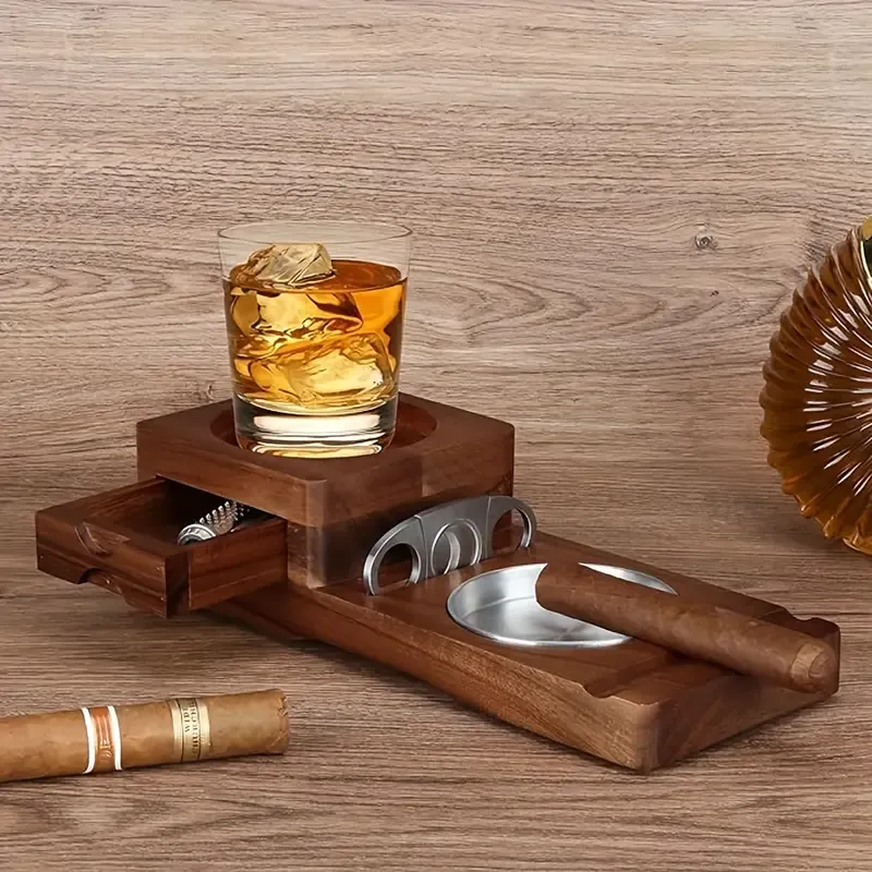 Vintage Acacia Wood Ashtray