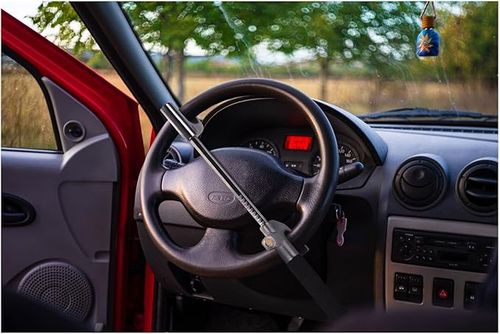 Stagecaptain Steering Wheel Lock - Steel Steering Wheel Lock - Steering Wheel Clamp for Steering Wheels with Approx. 16-30 cm Diameter - Immobiliser with Easy Installation - Anti-Theft Protection with