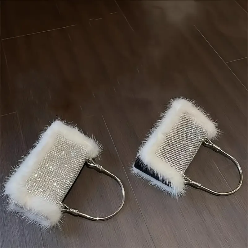 Shiny Furry Banquet Clutch Bag
