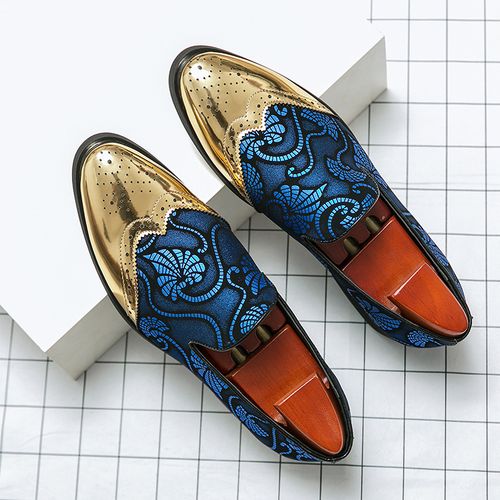 Dress Oxford for Men Slip On Gold Brogue