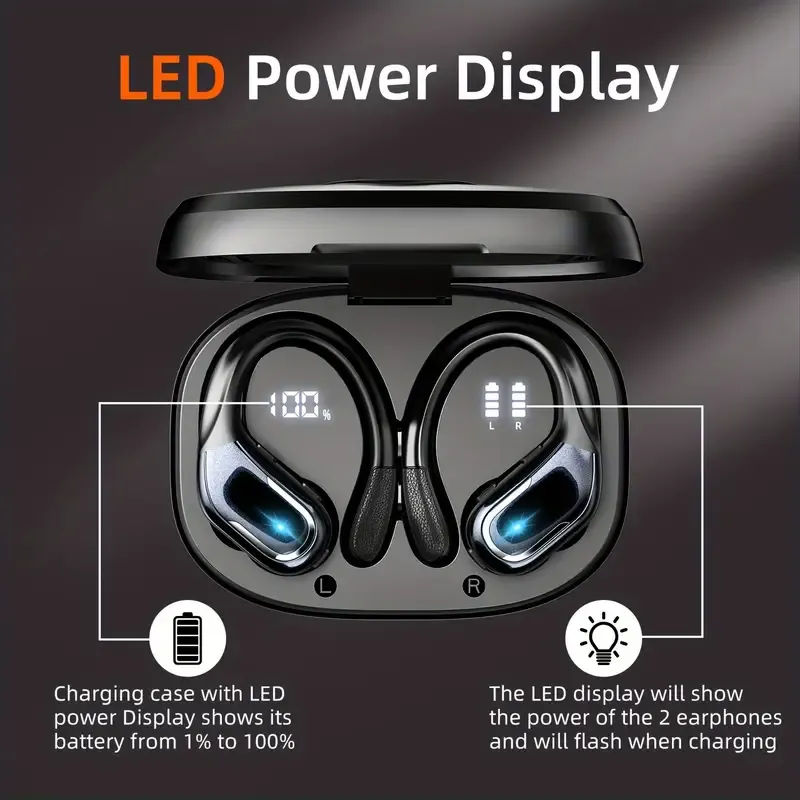 Pure Bass Sound LIFEBEE Wireless Earbuds | Earphones with Earhooks | Pure Bass Sound | ENC Noise Cancelling | Dual-LED Display | Built-in Microphone